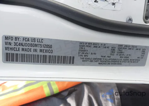 2021 Jeep Compass Trailhawk z USA, uszkodzony, nr VIN 3C4NJDDB0MT512050